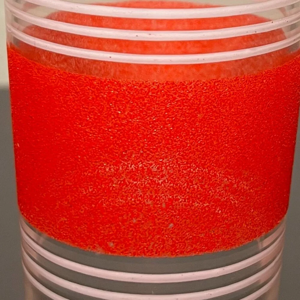 Vtg Hazel Atlas MCM Red Green Stripe Juice Glasses Set of 2 Frosted 8oz Tumbler